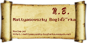Mattyasovszky Boglárka névjegykártya